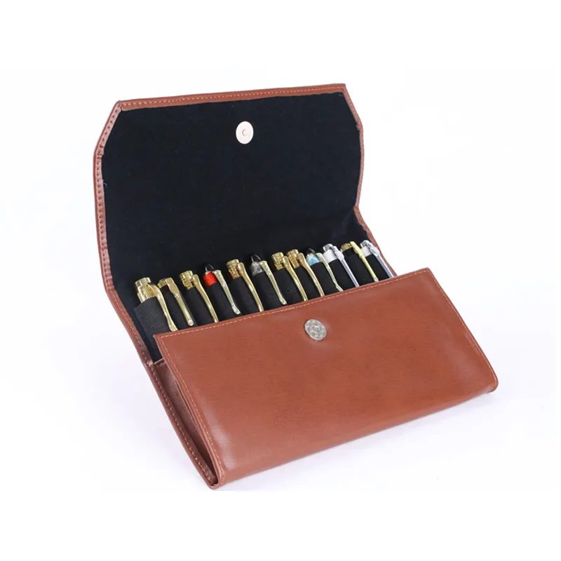 handmade pu couro fountain pen case titular exibicao artesanal genuino 12 slots 01