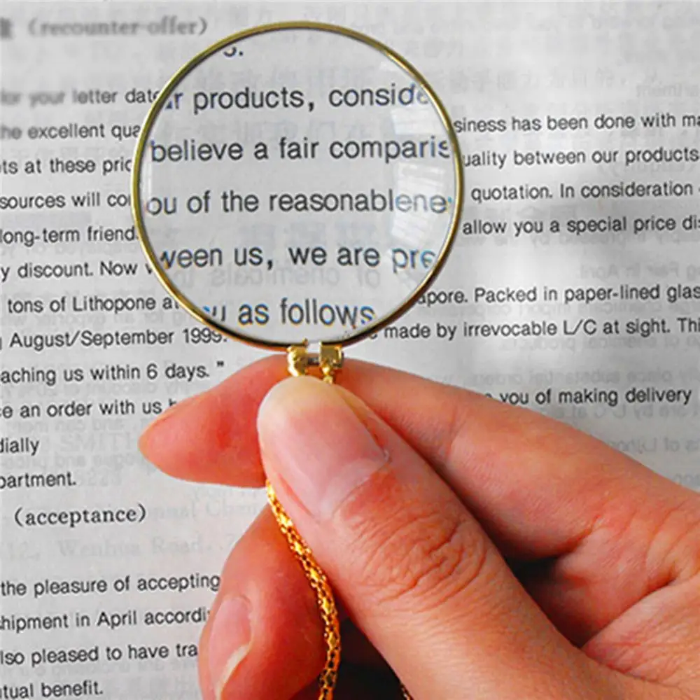 5x Magnifier Round Reading Magnifying Glass Lens Pendant Long Chain Necklace Magnifier Jewelry Reading Magnifying Glass Loupe