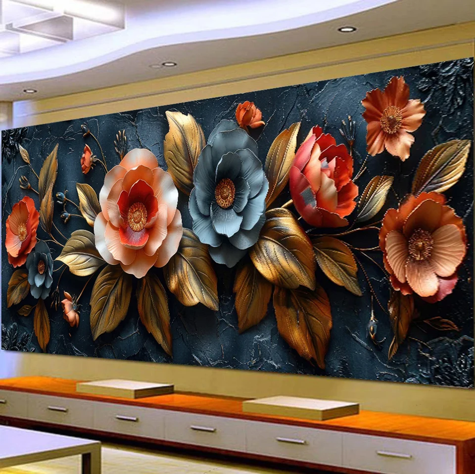 5D DIY Large Diamond Painting Cross Fantasy Colorful stamen Landscape Wall Art, Full Round Drill, Embroidery Home Decor