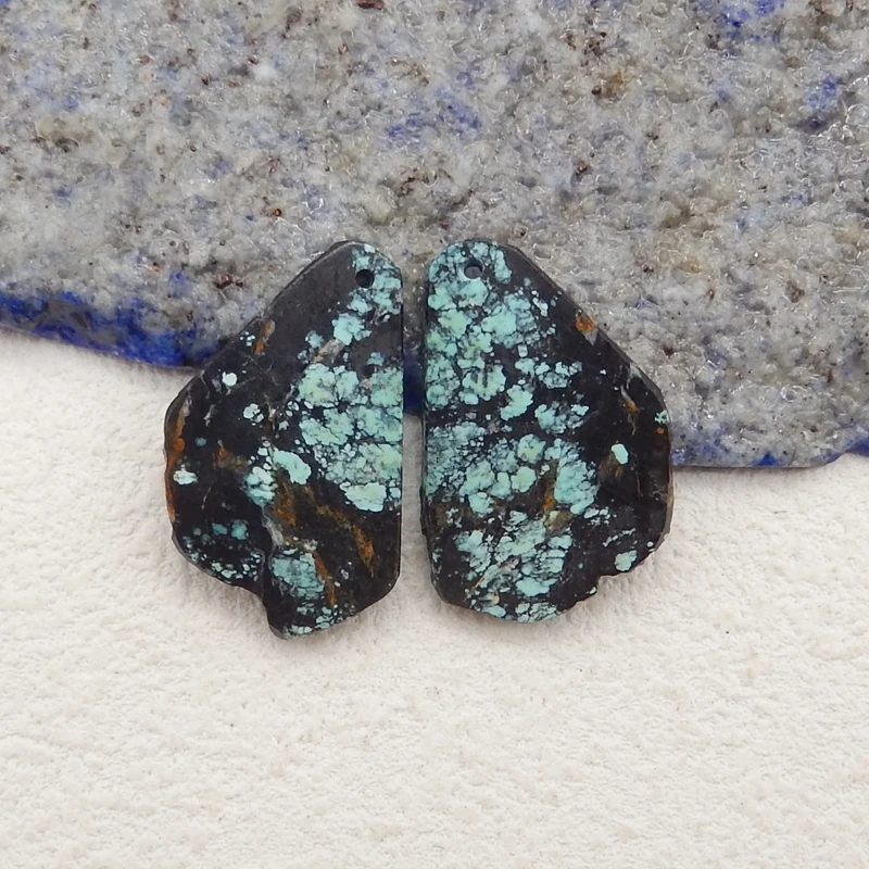 Natural Stone Nugget Turquoise Gemstone Earrings DIY Jewelry Making Women Earring Bead Accessories 25x15x3mm 3g