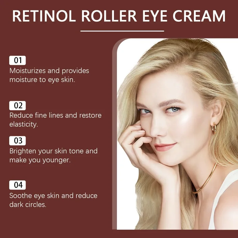 Rolo de colágeno creme para os olhos óleo de coco instantâneo anti envelhecimento clareamento hidratante anti círculos escuros sacos de olho levantamento carro cosméticos