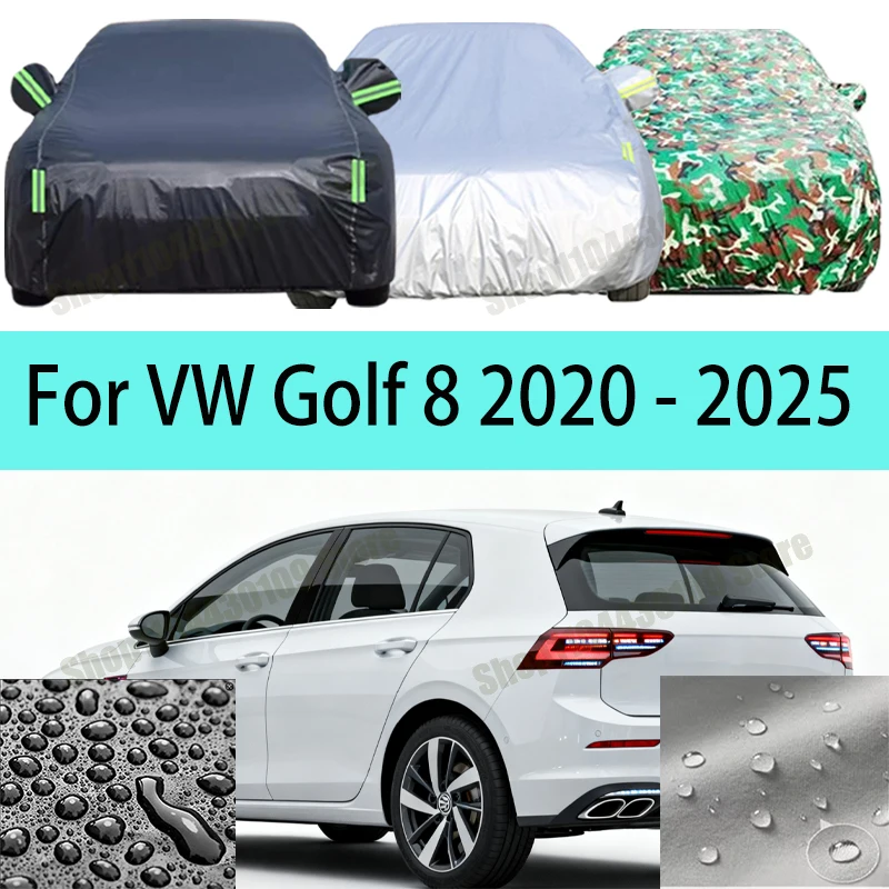 

For VW Golf 8 2020-2025 Car Covers with Reflective Strip Anti Corrosion Sun Rain Snow Wind Protection Dustproof UV Scratch