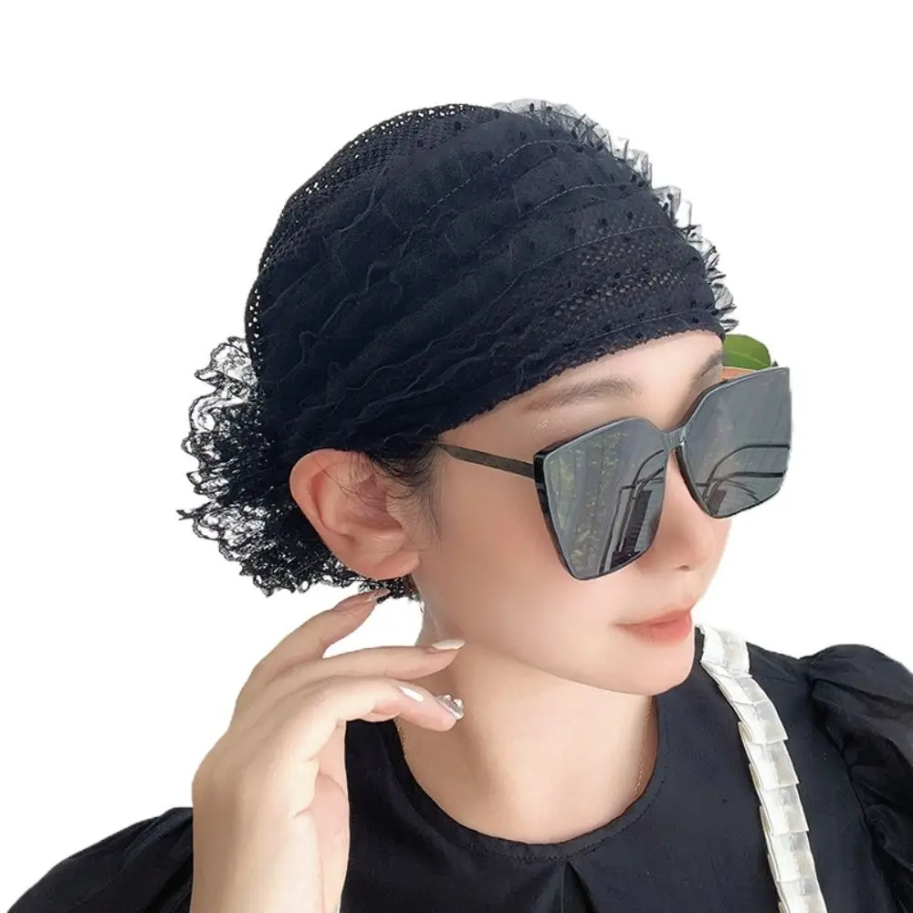 Breathable Turban Hats Fashion Lace Elegant Headscarf Muslim Summer Hair Cover Cap Women