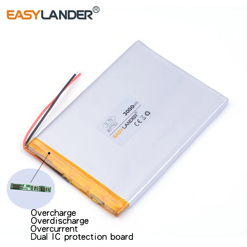 407792   batería recargable del polímero de Li-ion de litio de 3.7V 3000mAh para el PC de la tableta ICOO