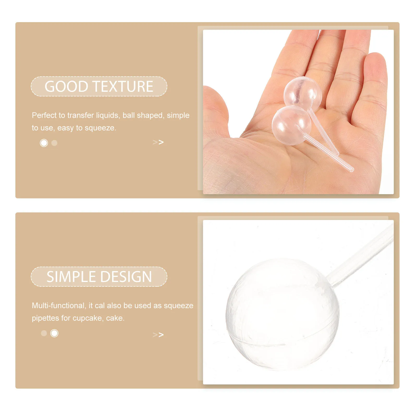 

50Pcs Clear Plastic Ball Shaped Pipettes Easy Squeeze for Liquid Transfer Cupcakes Chocolates Pipettes for Cupcakes