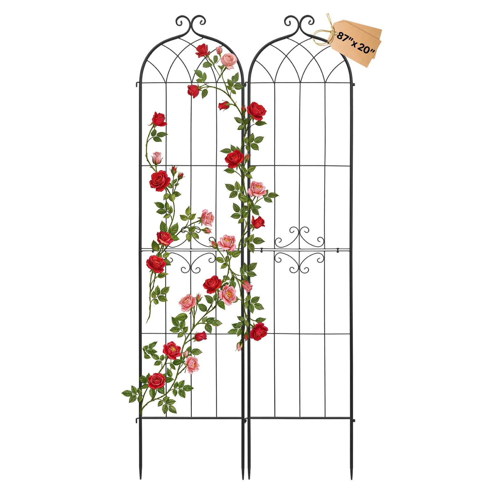 

Uimoso Metal Garden Trellis 87" x 20" 2 Packs Flower Plants Vegetables Climbing