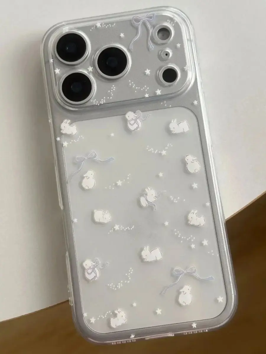 Coque de téléphone de luxe mignonne, petit lapin blanc étoiles, pour iPhone 17 AIR 16 15 14 13 12 11 Pro MAX MINI XR XSMAX 7 8 Plus Y2K