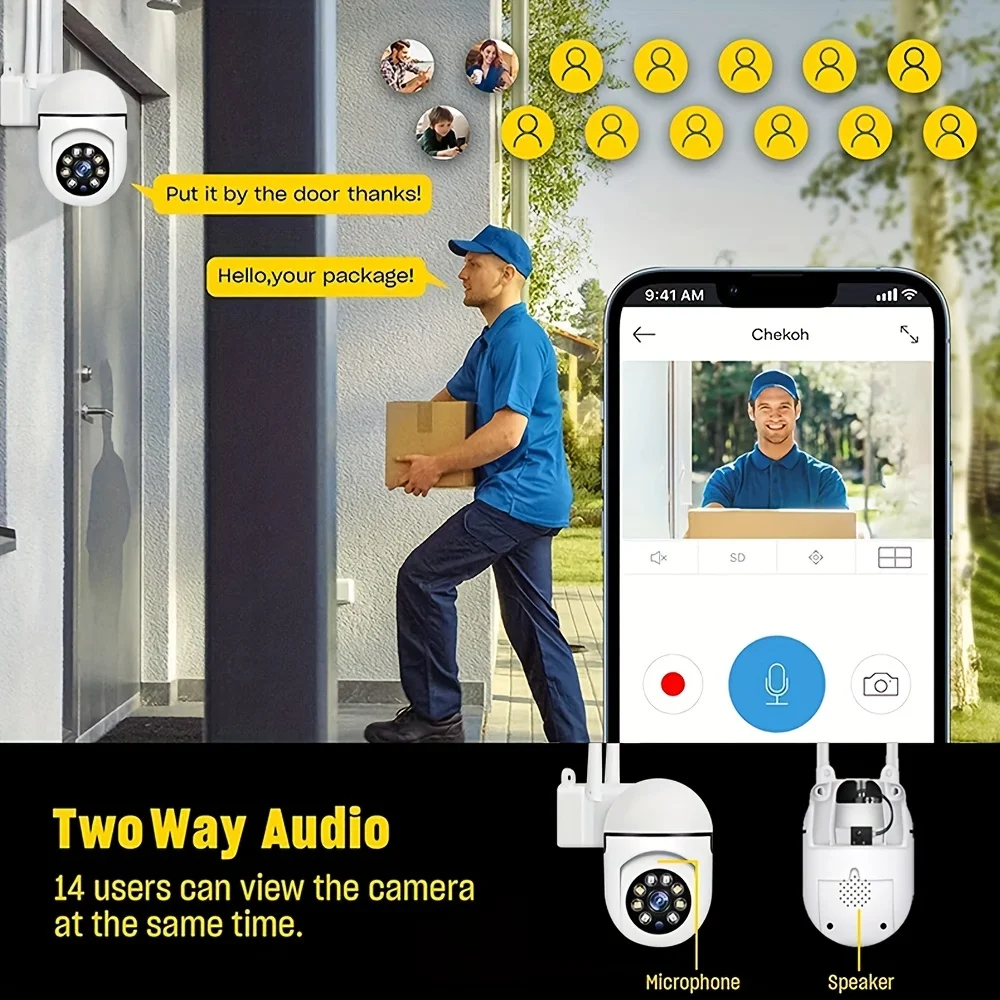 Wireless camera, mobile phone remote monitor, home indoor and outdoor 360 degree with voice 1080P 360 ° wireless monitoring