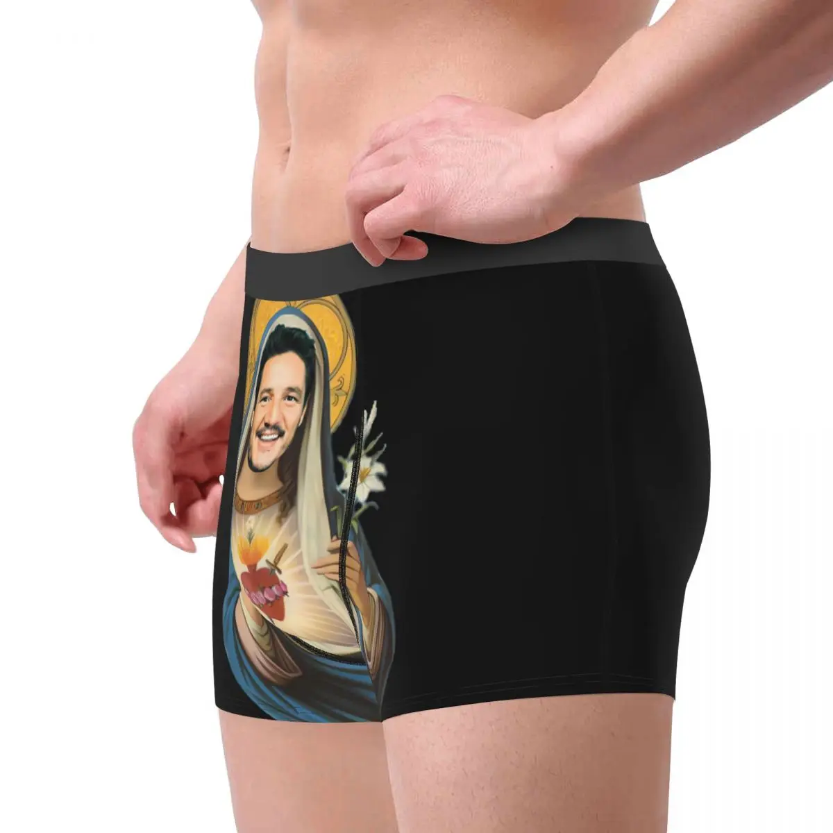 Custom Pedro Pascal Sacred Heart Boxers Shorts Men Briefs Underwear Sexy Underpants