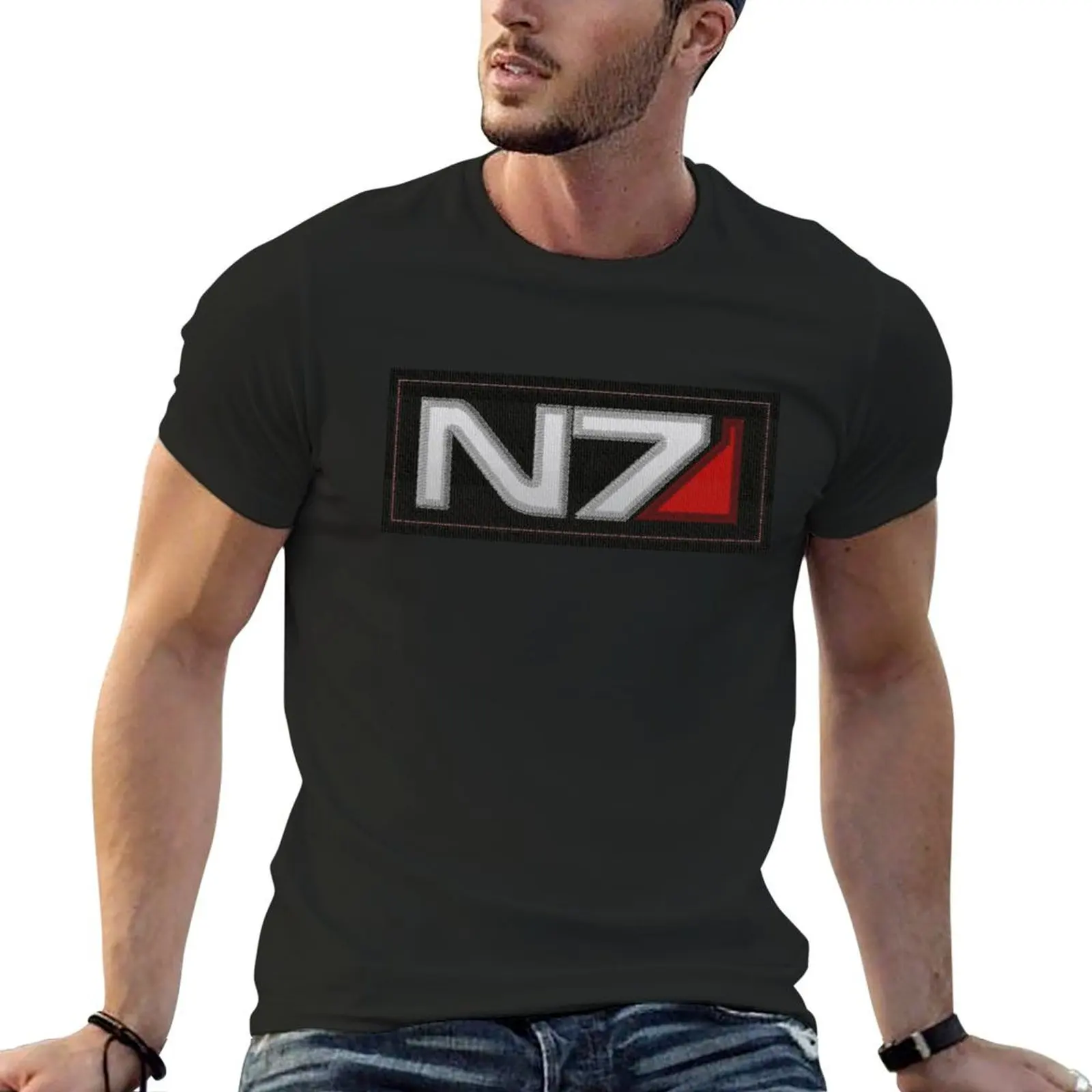 N7 Patch Mass Effect Embroidered Patch Style T-Shirt cheap stuff graphic tee shirt quick-drying blanks t shirts for men cotton