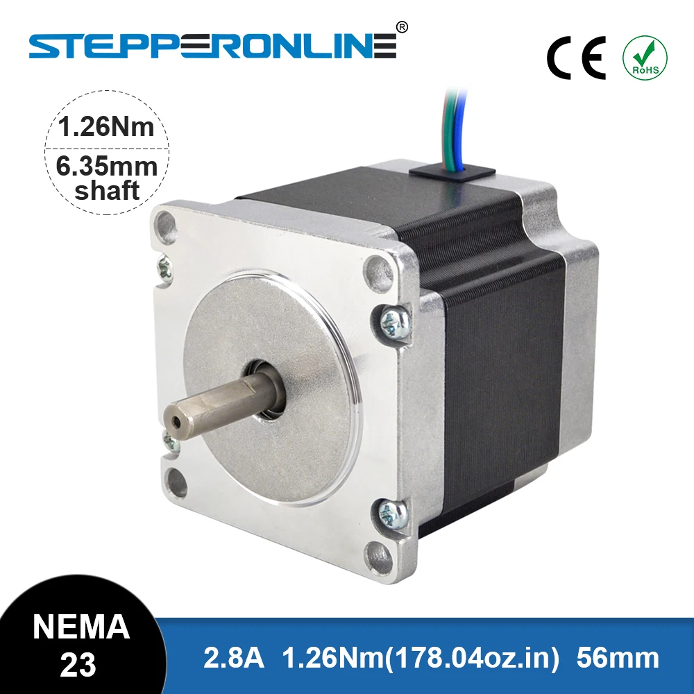 

Nema 23 Stepper Motor 1.26Nm 56mm Body Length 2.8A 23HS5628 Stepper 178.04oz.in Nema23 Motor 6.35mm Shaft for CNC Router