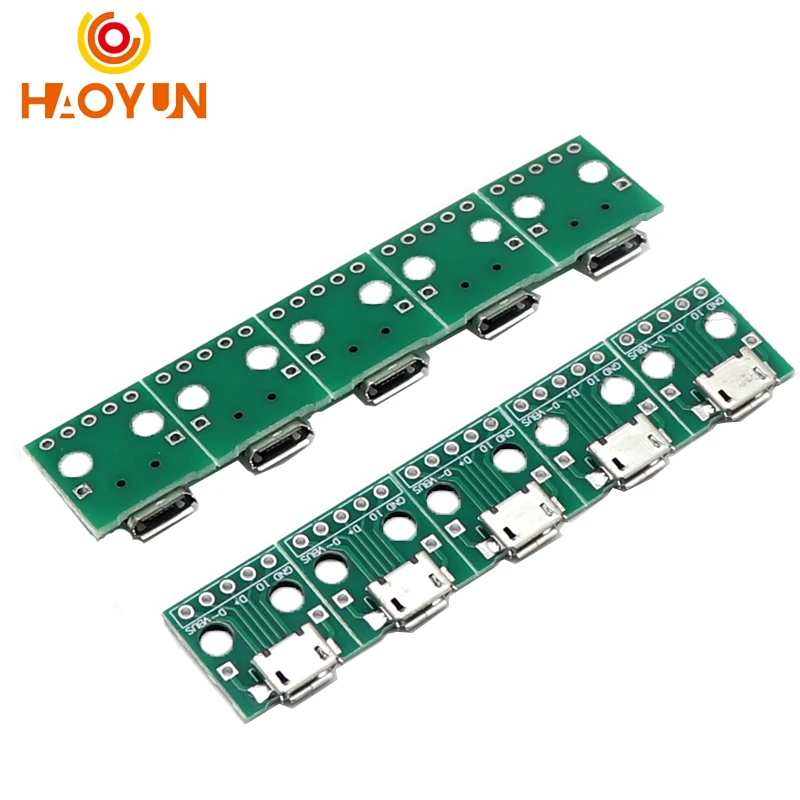 【10-5PCS】MICRO USB To DIP Adapter 5pin Female Connector B Type PCB Converter Breadboard Switch Board SMT Mother Seat