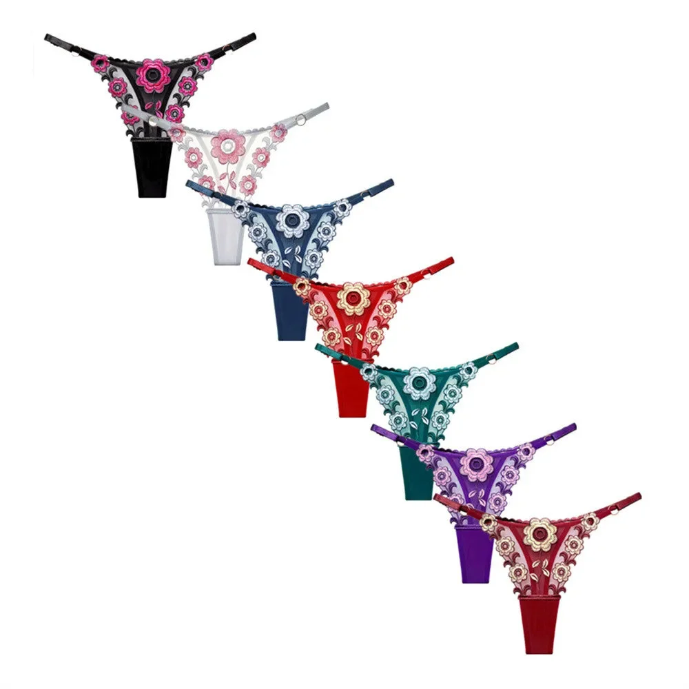 3 pezzi dolce ragazza calda fiori ricamati perizoma intimo vita regolabile colore a contrasto donna perizoma slim fit biancheria intima sexy