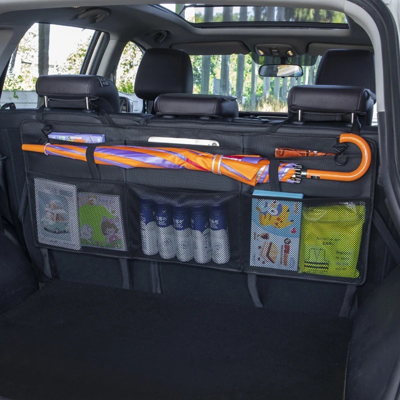 

Универсальная сумка для хранения багажника автомобиля, моющаяся пластина из ткани Оксфорд, очень большой органайзер с несколькими карманами для Toyota Honda Ford