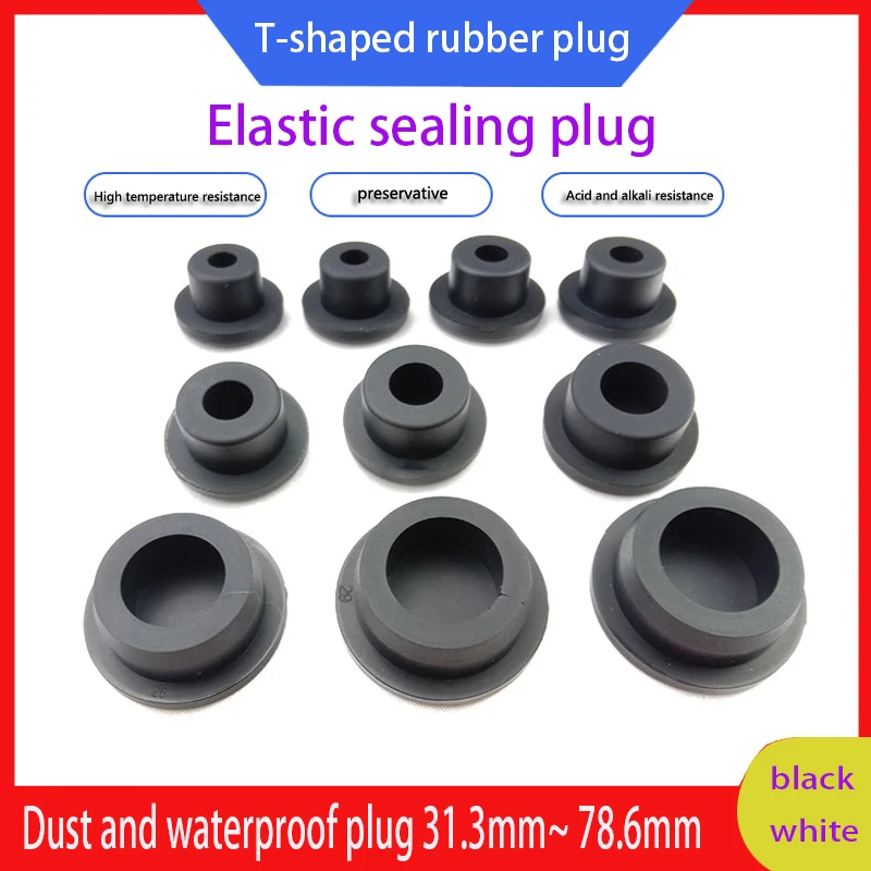 

31.3-78.6mm Food Grade Environmentally Friendly Silicone Rubber Plug Black T-shaped Rubber Plug Red Wine Bottle Sealing Cap