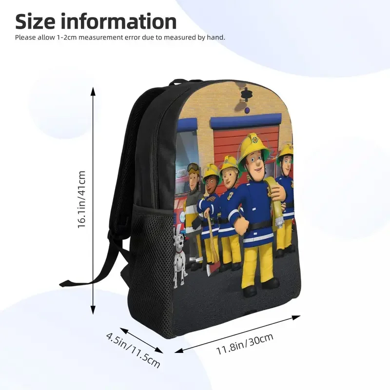 Customized Fireman Sam Backpacks for Men Women School College Students Bookbag Fits 15 Inch Laptop Bags