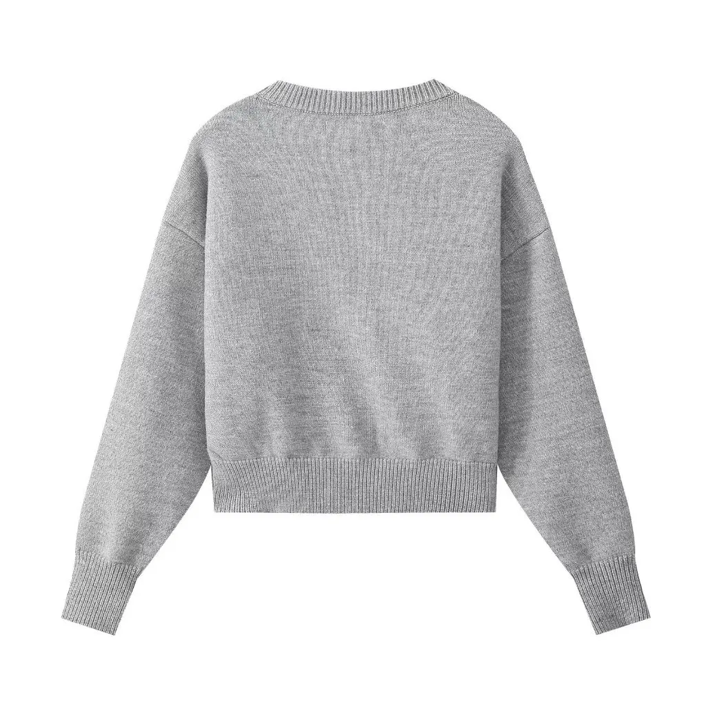 

Women's Knitted Cardigan Coat with Row Buckle Casual Solid Color European American Style Fashion Spring New All-Match Shirt