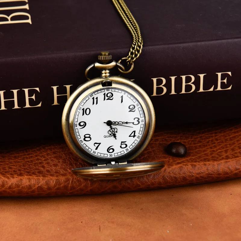 Duży retro brązowy zegarek kieszonkowy na wróble dziwne miasto XINGX symbol kwarcowy zegarek kieszonkowy8830