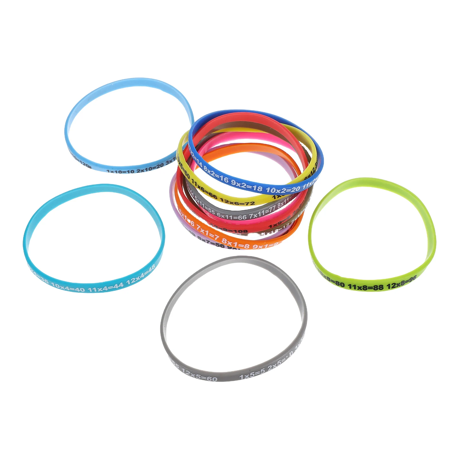 

12 Pcs Multiplication Tables Silicone Student Wristband Decorative Elasticity Kids Educational Memory Tool Bracelet