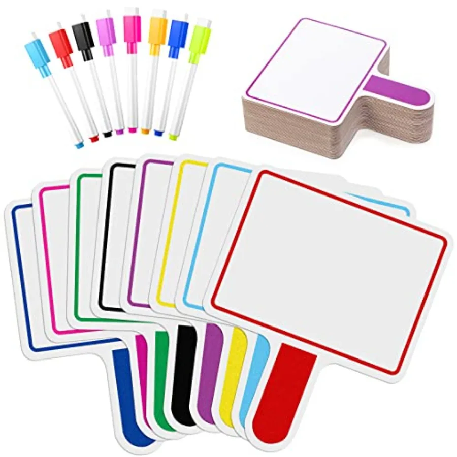 

Crtiin 80 Pcs Colorful Dry Erase Paddles Set Include 40 Dry Erase Paddles with 40 Markers Double Sided Handheld Whiteboard for
