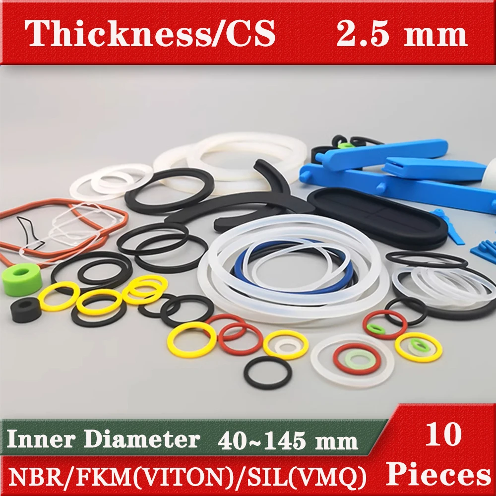 Rubber o ring sealing 2.5mm Thickness CS big inner diameter size 40-145mm O-RING Gaskets oring silicone fkm viton NBR VMQ