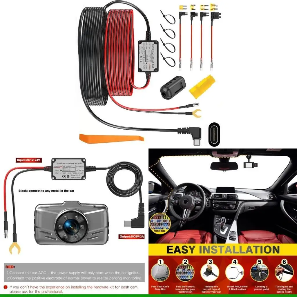 U55C Car Blend Box Power Cable Set With Battery Defender Feature For Hurry Camera Installation