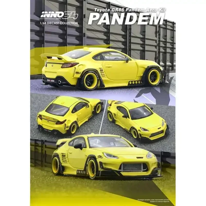 

PreSale INNO 1:64 TOYOTA GR86 PANDEM Yellow Diecast Diorama Car Model Collection Miniature Toys