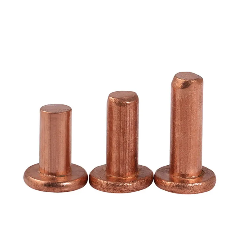 Red Copper Solid Flat Head Rivet Self-plugging Percussion Hand Knock Rivets Solid M1.5 M2 M2.5 M3 M4 M5 M6 M8