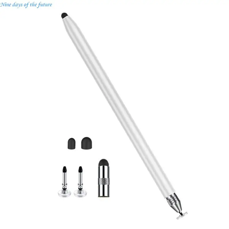 3 in 1 Two Tip Styluses Pen for Tablets Phones Soft Silicone Screen Protections E65A