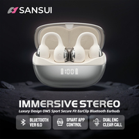 SANSUI W68 OWS Ear Clip Headphones Air Conduction Bluetooth 6.0 Earphones Dual ENC Clear Call TWS Wireless Earbuds with APP