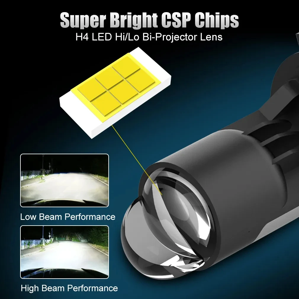 H4 LED مرحبا/لو ثنائي العارض عدسة سيارة العلوي أضواء الضباب CANBUS السوبر مشرق CSP رقائق شعاع السيارات/موتو كشافات لمبات 12 فولت LHD RHD