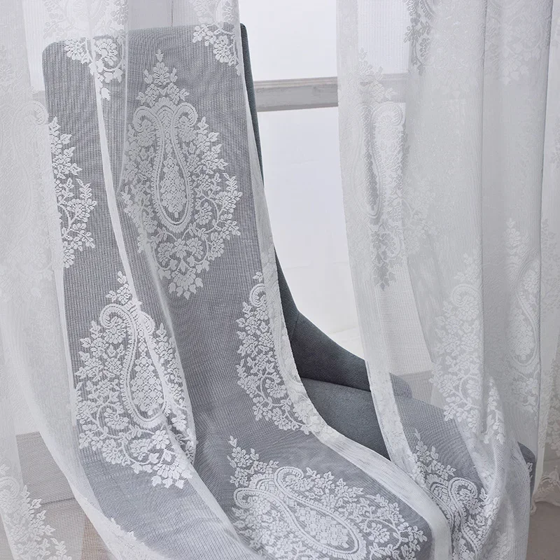 European Jacquard Curtains Window Screens Living Room Dining Room Bedroom Balcony Purple Window Screens Translucent Light Luxury