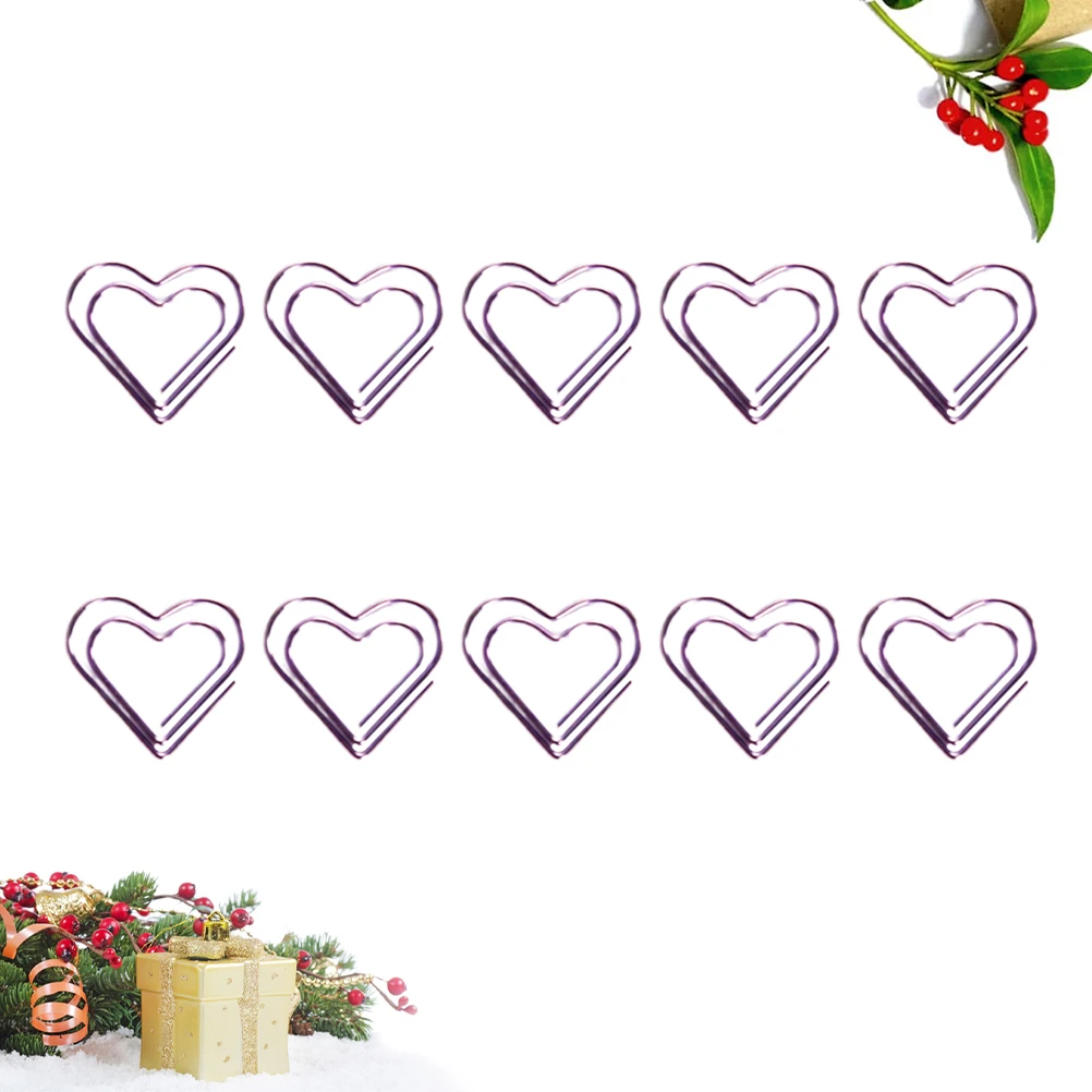 20Pcs Creative Paper Clips Metal Heart Shape Bookmark Clips for Notes Photos Documents Organizing Office School Supplies