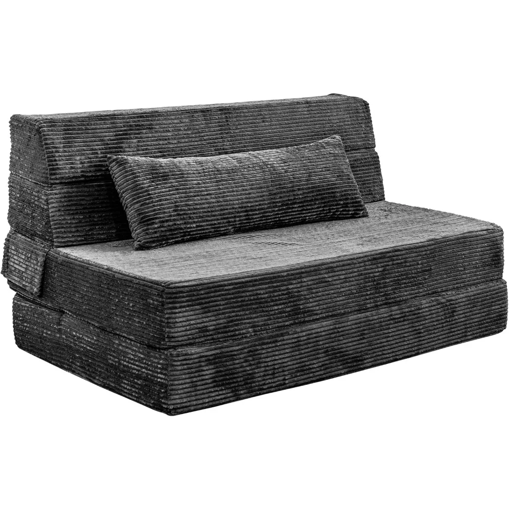 Canapé-lit convertible en mousse à mémoire de forme avec oreiller, canapé futon pliable pour un sommeil confortable