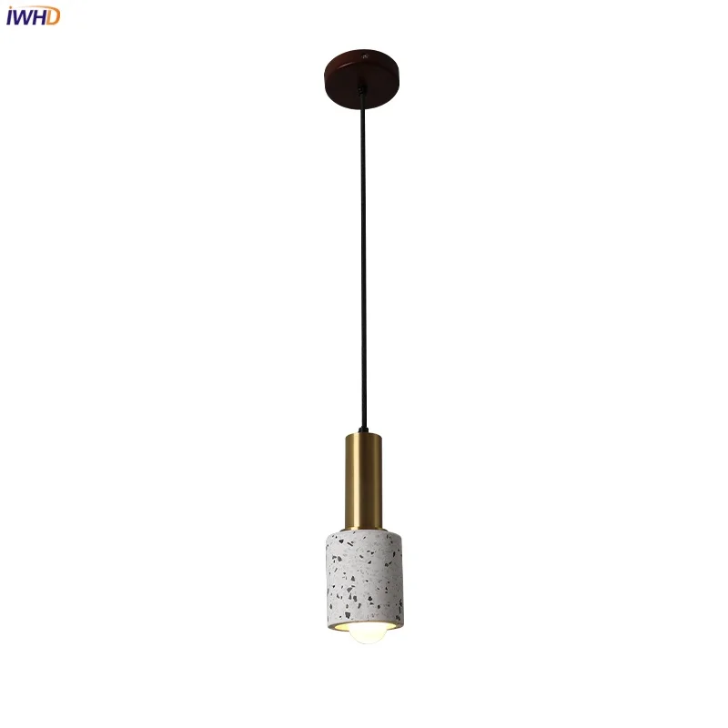 

IWHD White Terrazzo LED Pendant Lamps Nordic Modern Home Decoration Living Room Lighting Bar Loft Kitchen Hanging Light Lamparas