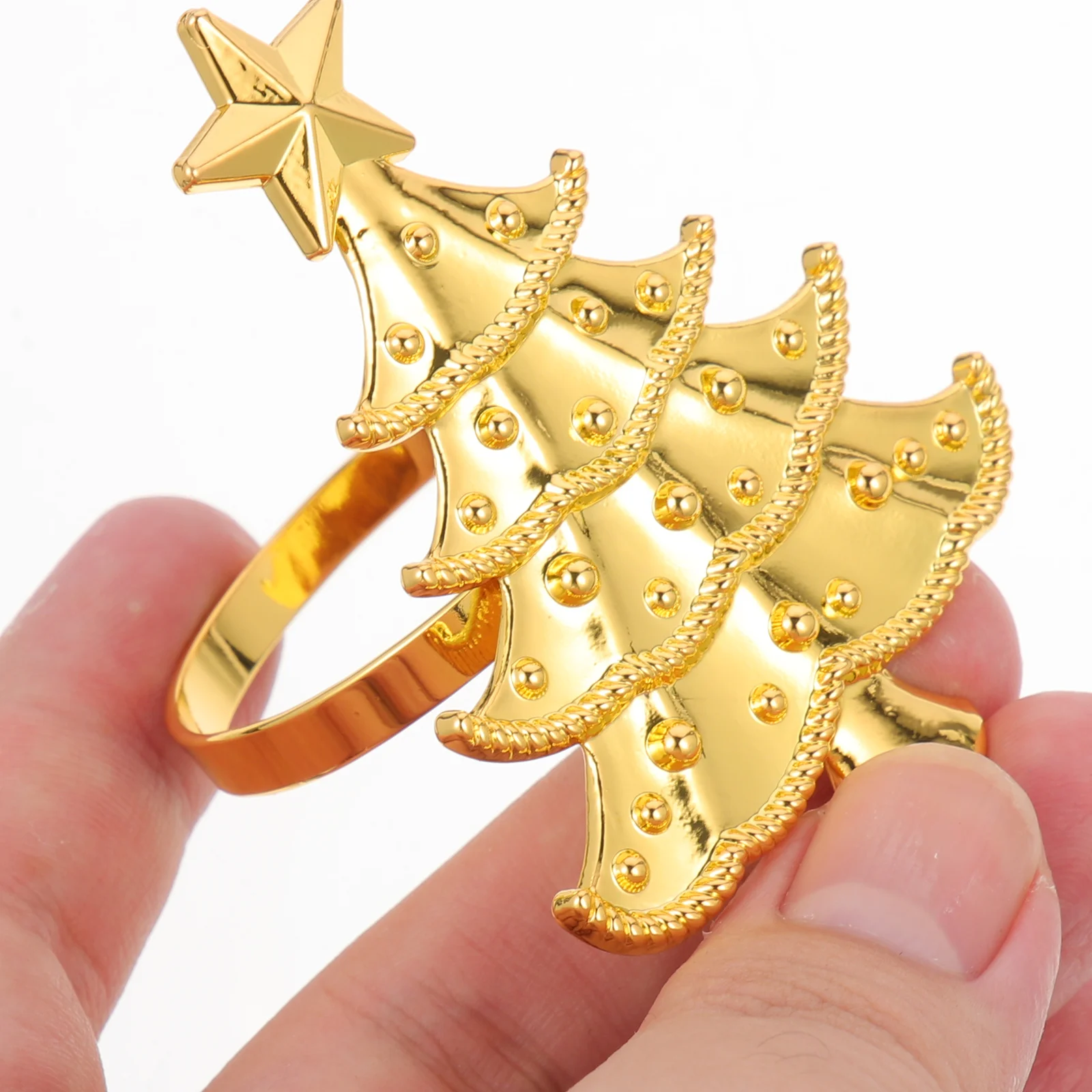 

6Pcs Metal Napkin Rings Delicate Tree Shape Decorative Napkin Holders for Christmas Dinner Party Table Decors Holiday Use