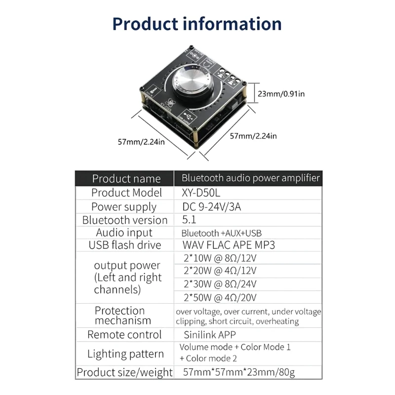 Цифровые усилители мощности XY ~ D50L, 50 Вт, 2 канала, бесступенчатая тюнинговая плата, музыкальный ритм, отображает дропшиппинг