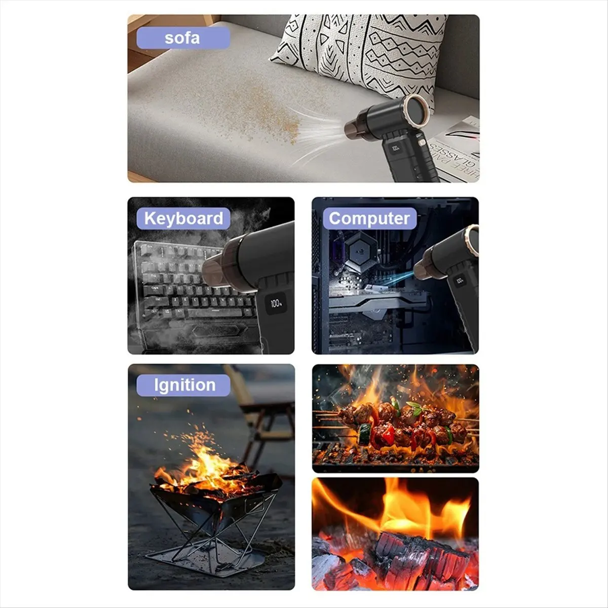 

HGHO S06 200G 90000RPM Mini Turbo Jet Fan 50m/S Air Duster Adjustable Wind Speed Turbo Violent Blower with Light Car Cleaning