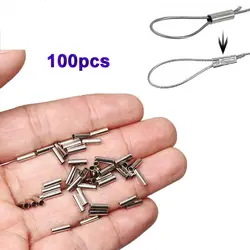 100pcs Round Copper Fishing Tube Fishing Wire Pipe Crimp Sleeves Connector Fishing Line Accessories Tool