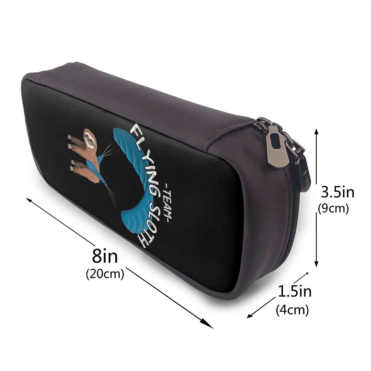 

Paragliding Flying Sloth Sunglasses Skydiver Paraglider Leather Pencil Cases Pencil Pouch Big Capacity Pen Box Pencil Bag