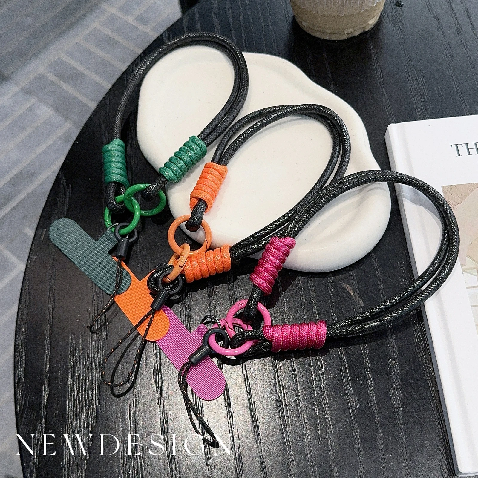 Neues hells ch warzes Wachs Handy Universal Lanyard Handgelenk kurzes Seil glatte Textur schmutz abweisendes Material Sicherheits band