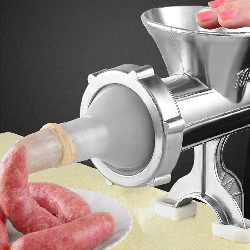 Manual Meat Grinder Silver Aluminum Alloy Powerful Home Sausage Kitchen Appliances Vegetable Chopper Pepper Supplies Mincer Hand