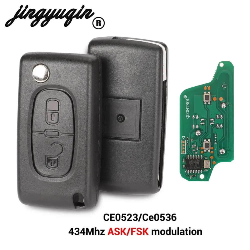 jingyuqin 2 Buttons Flip Auto Remote Key 433MHz fob PCF7961/41 ASK/FSK CE0536/CE0523 For Peugeot 207 307 308 3008 407 HU83 VA2