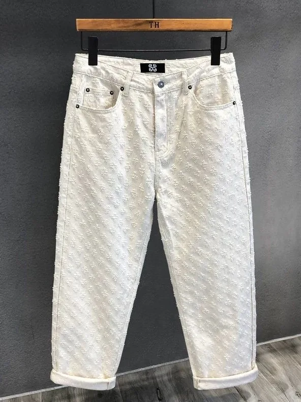 

Милан Премиум Вышивка Proc Модные тяжелые джинсы Мужские свободные прямые брюки American High Street