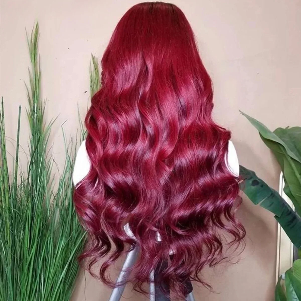 بورجوندي الجسم موجة الدانتيل الجبهة الباروكات للنساء 13x4 مقاومة للحرارة طويل فضفاض موجة شعر مستعار مع شعر الطفل الاستخدام اليومي للحفلات 26 بوصة