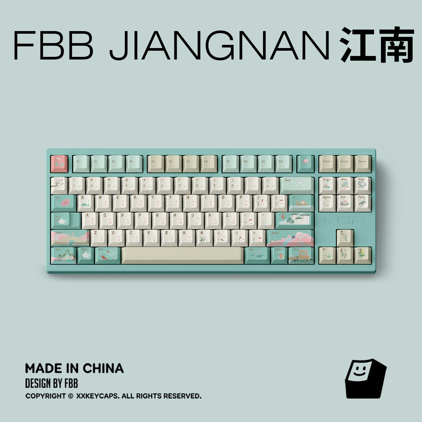 FBB أغطية المفاتيح الأصلية JiangNan مشهد صيني PBT التسامي 1.7 مللي متر لوحة المفاتيح الميكانيكية المخصصة Keycap هدية للأصدقاء