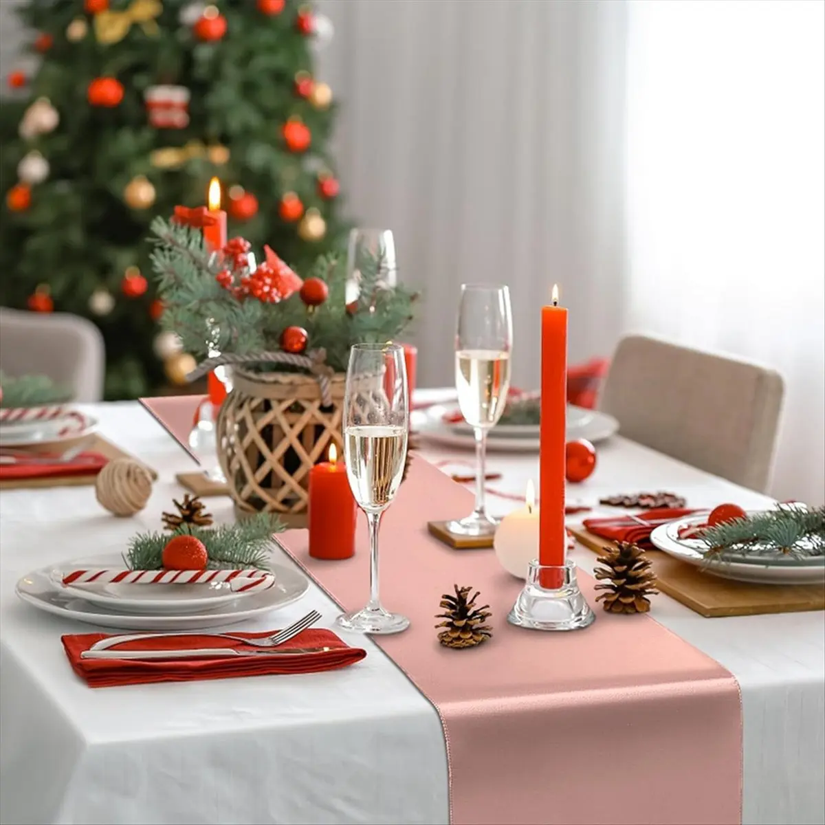 BHBL Rose Gold Table Runner 12x108 Inch 10 Pack Satin Table Runners, Smooth Table Runner for Party Wedding Banquets Birthday