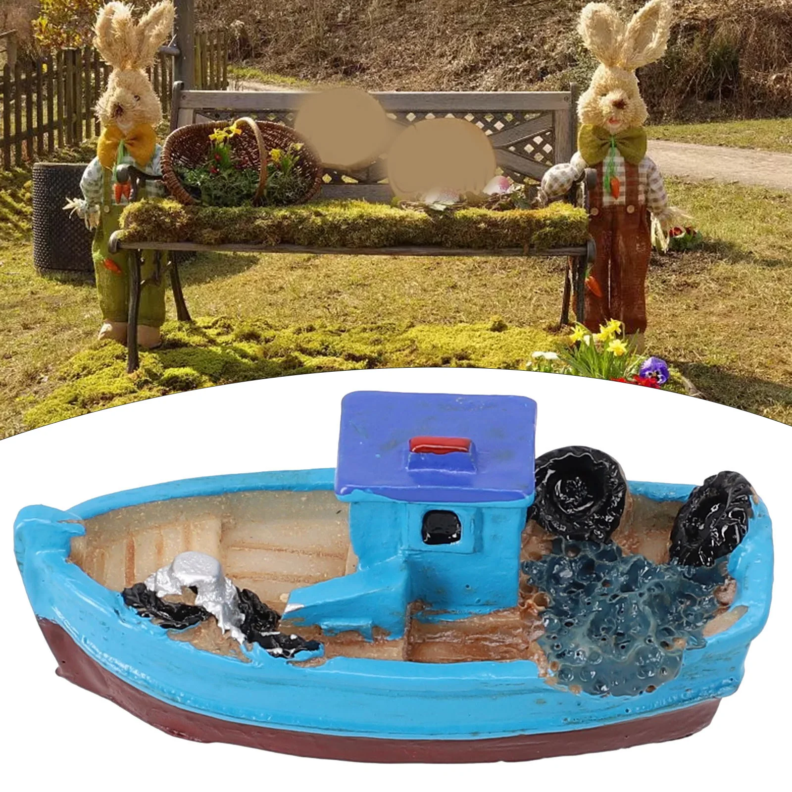 Miniature Mini Boat Model Resin Fishing Ship Toy For Room And Home Decors/gift DIY Craft Home Tabletop Decoration