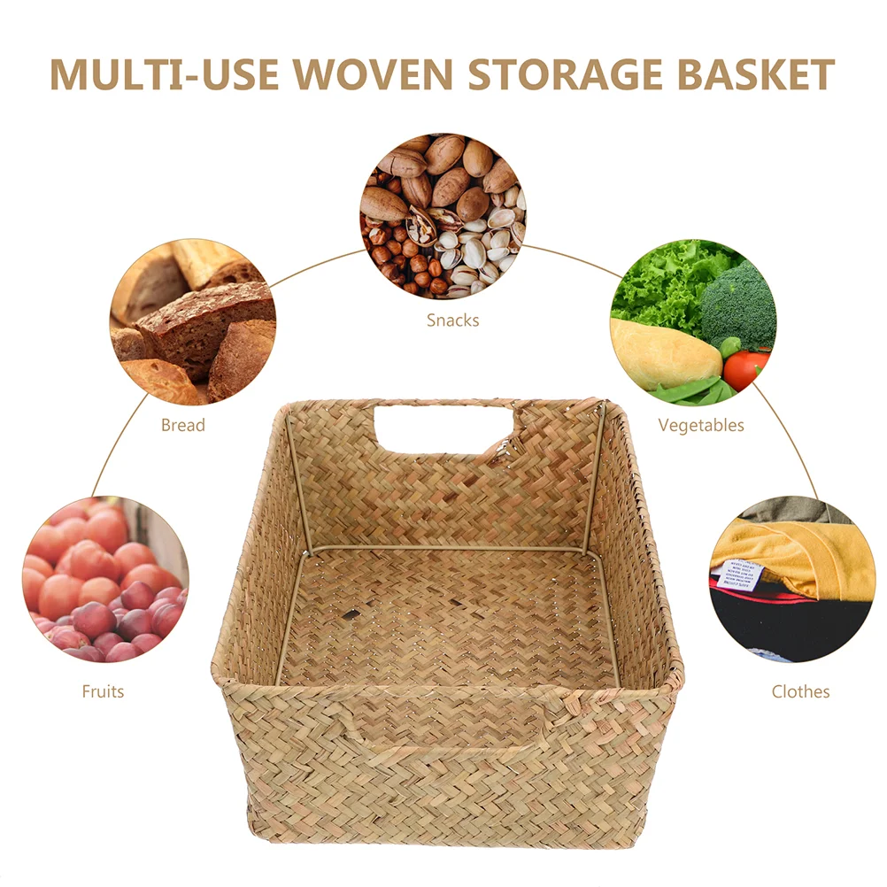 Straw Bread Basket Kitchen Fruit Bowls Decoration Storage Containers Bins Accessories