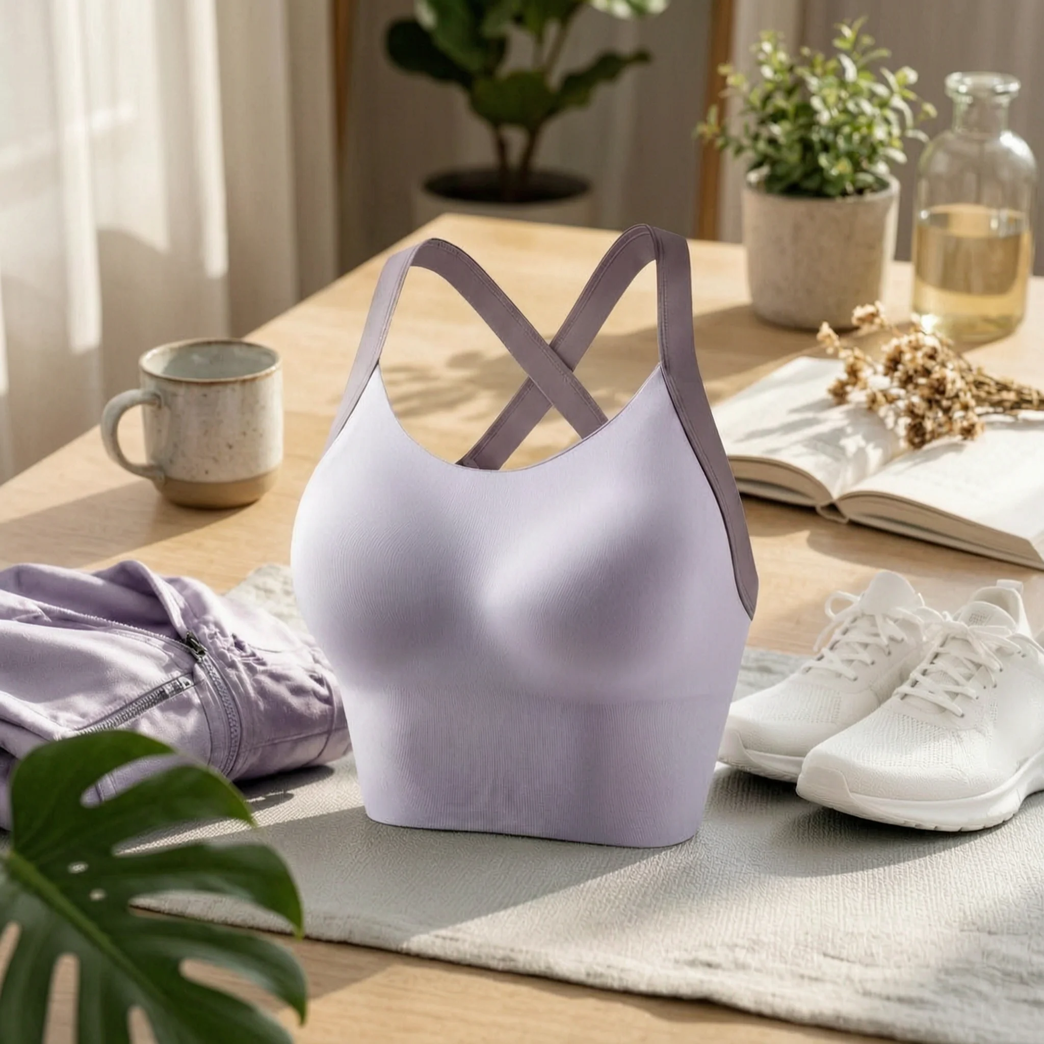 Crisscross Back Sports Bra Push up Fitness Bra Vest Women's Activewear Breathable Athletic Wear Seamless Look for Running